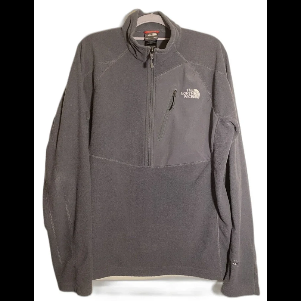 Men's The North Face‎ Gray Pullover Fleece Sweater Sz Large Half Zip Polyester